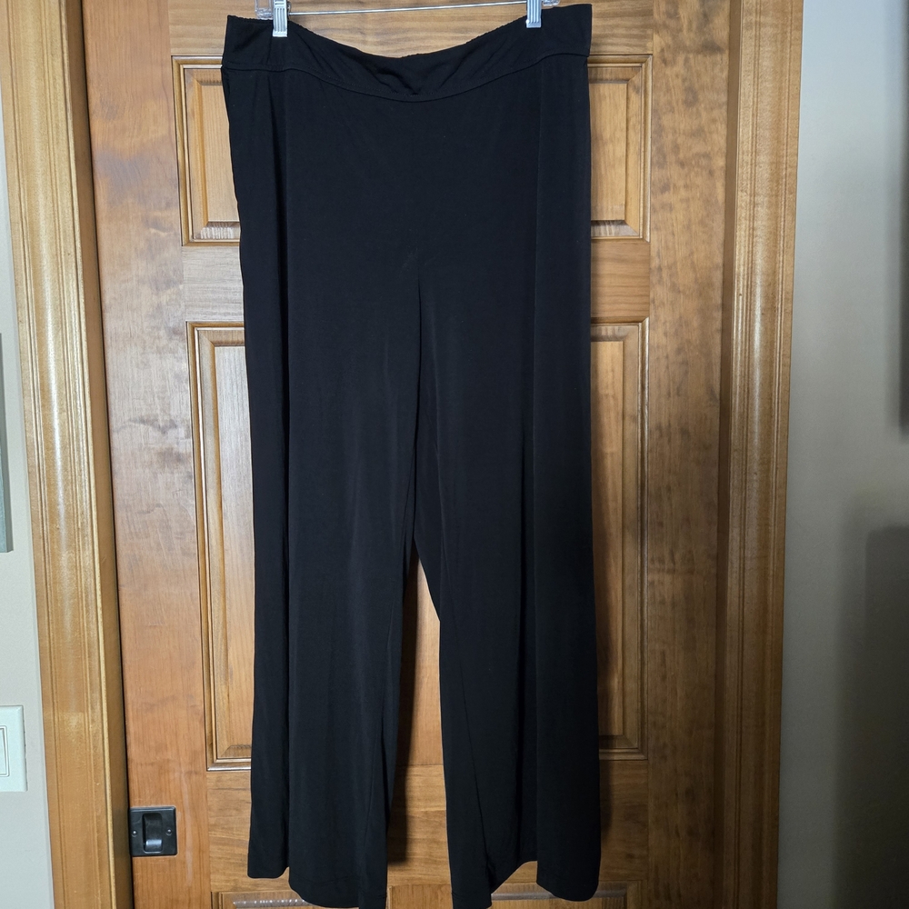 THREE DOTS Black Wide Leg Women's Pants Side Pockets Inseam 29.5 XXL - Picture 2 of 4